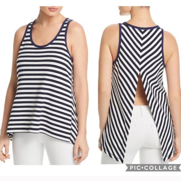 Rag & Bone Split Back Striped Tank Kat Blue & White XS - Picture 3 of 8